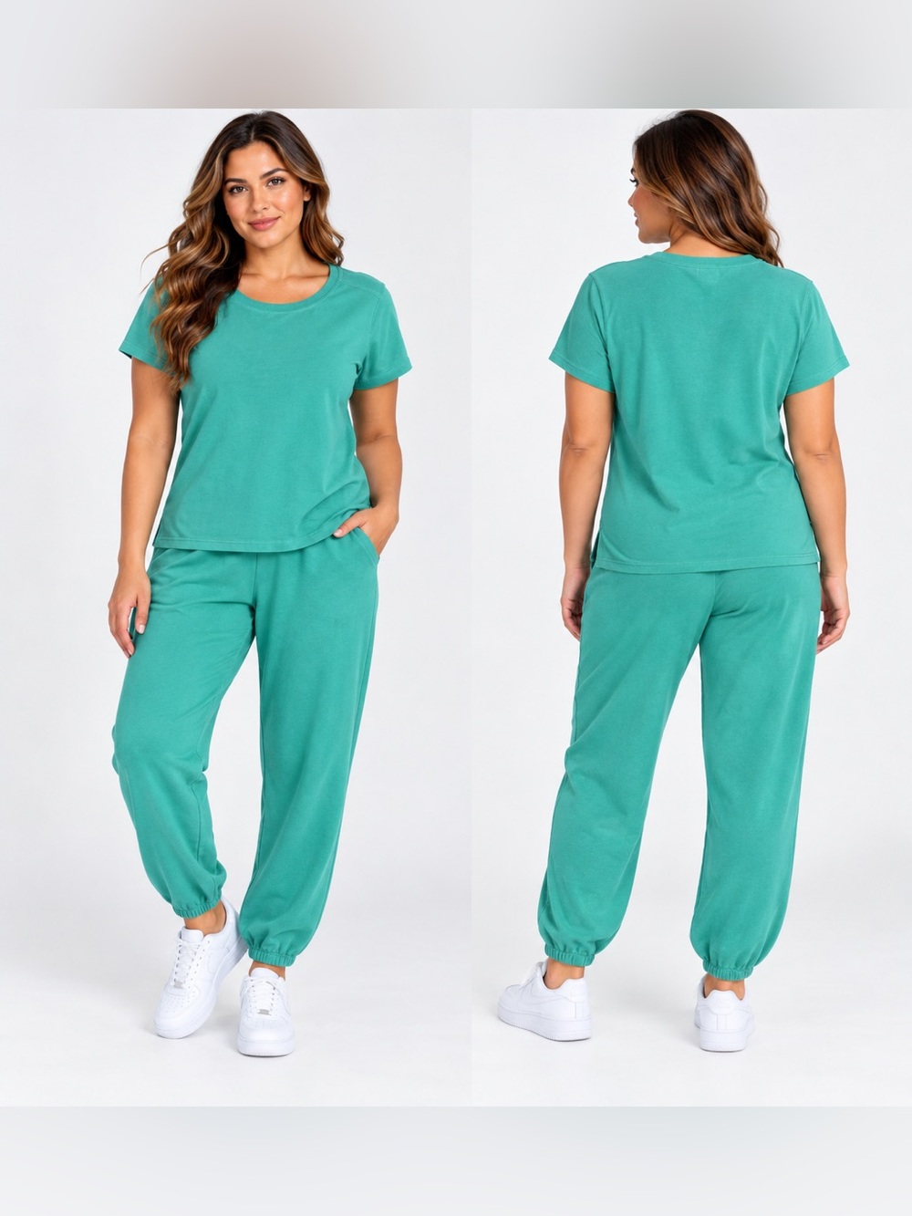 Jenni Terri green Short Top and Jogger Set